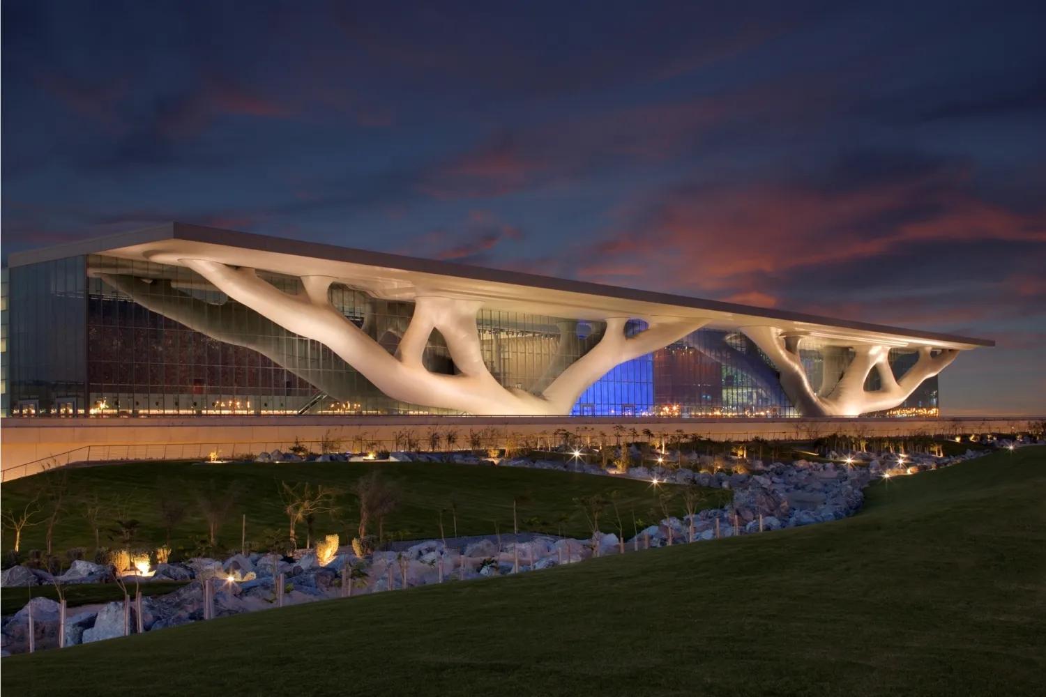 Photo – QNCC Exterior at Dusk (from the left).jpg